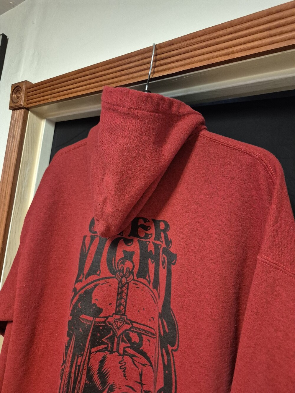 Overnight Graphic Red Men's Hoodie Shirt - Picture 7 of 9